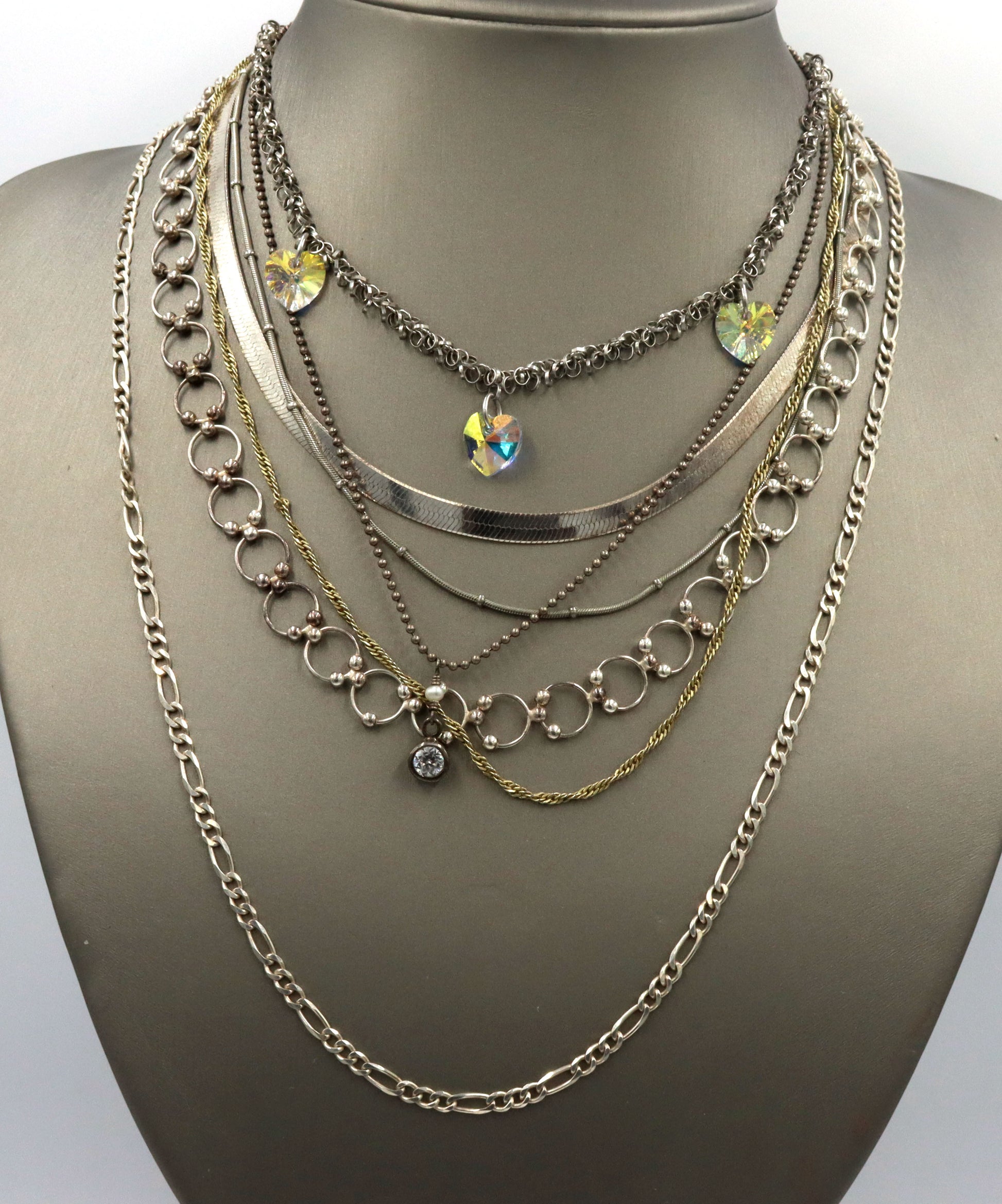 Vintage 925 sterling silver group lot of 7 chain necklaces