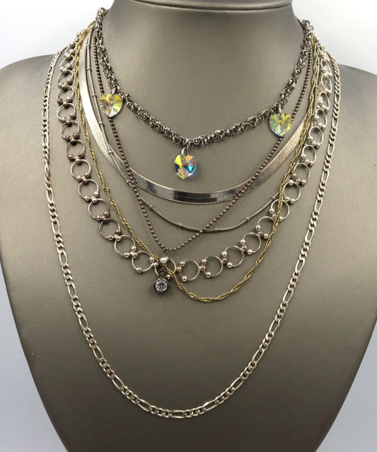 Vintage 925 sterling silver group lot of 7 chain necklaces