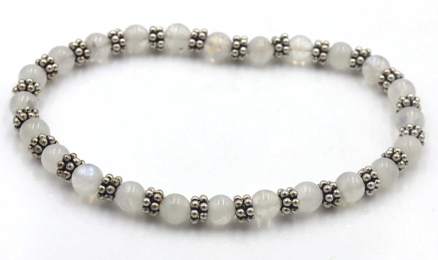 Pearl and silver beaded bracelet