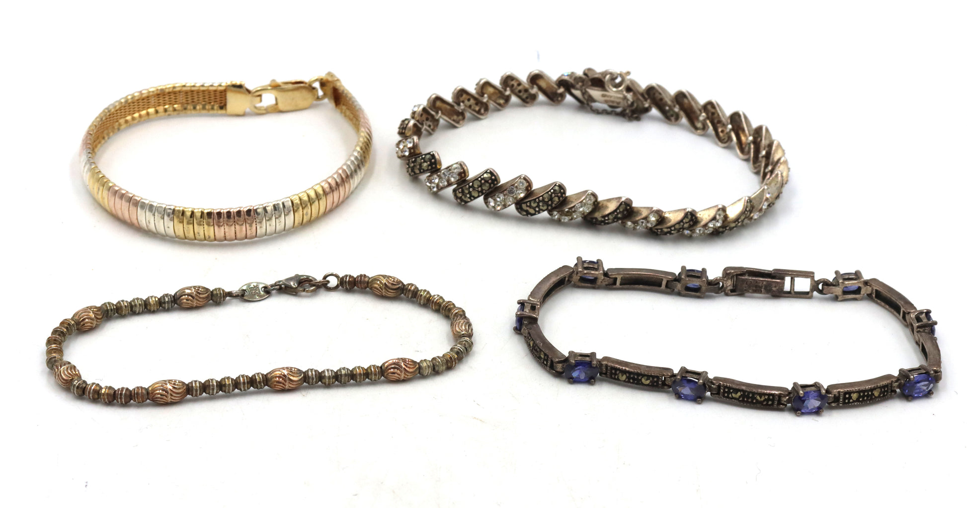 Group lot of 4 vintage 925 sterling silver bracelets