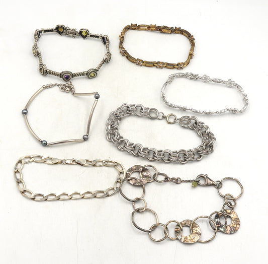 Group lot of 7 Vintage 925 sterling silver bracelets