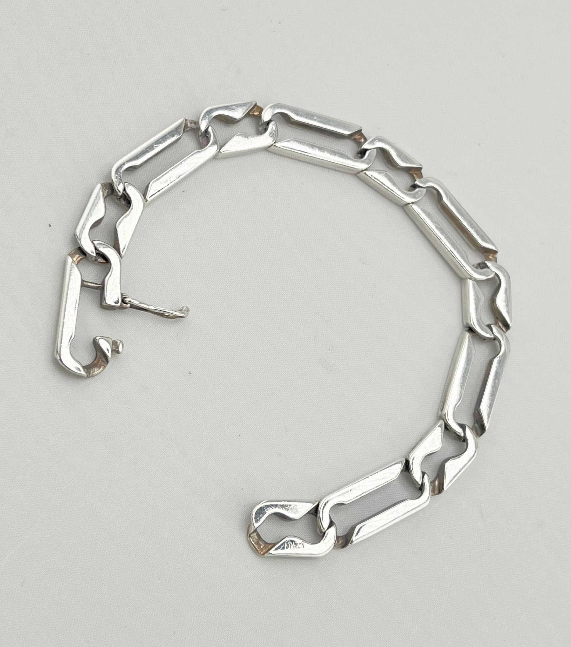 Italian 925 Sterling Silver Modernist Style Link Bracelet