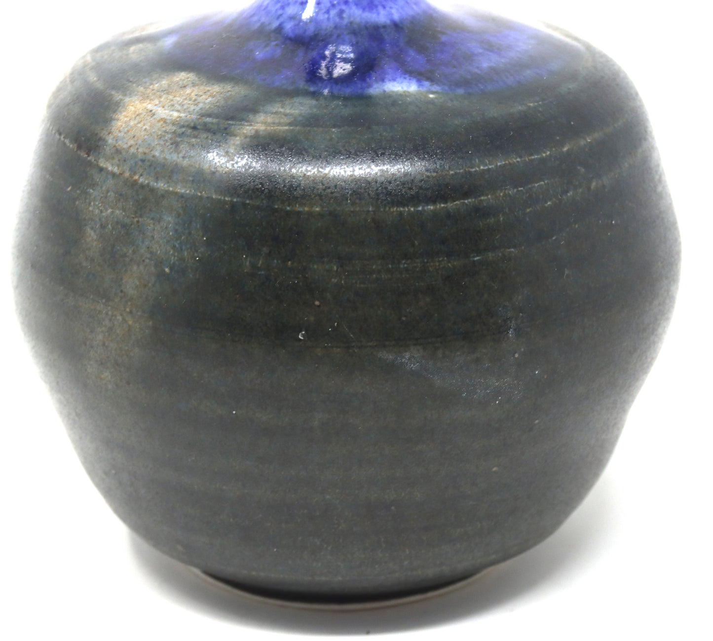 Art Pottery small weed vase blue black