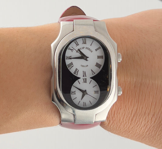 Philip Stein signature large dual time zone watch
