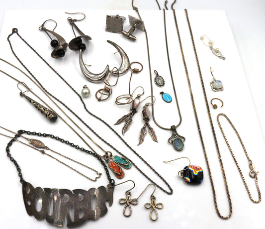 Big group lot of vintage 925 sterling silver mixed jewelry