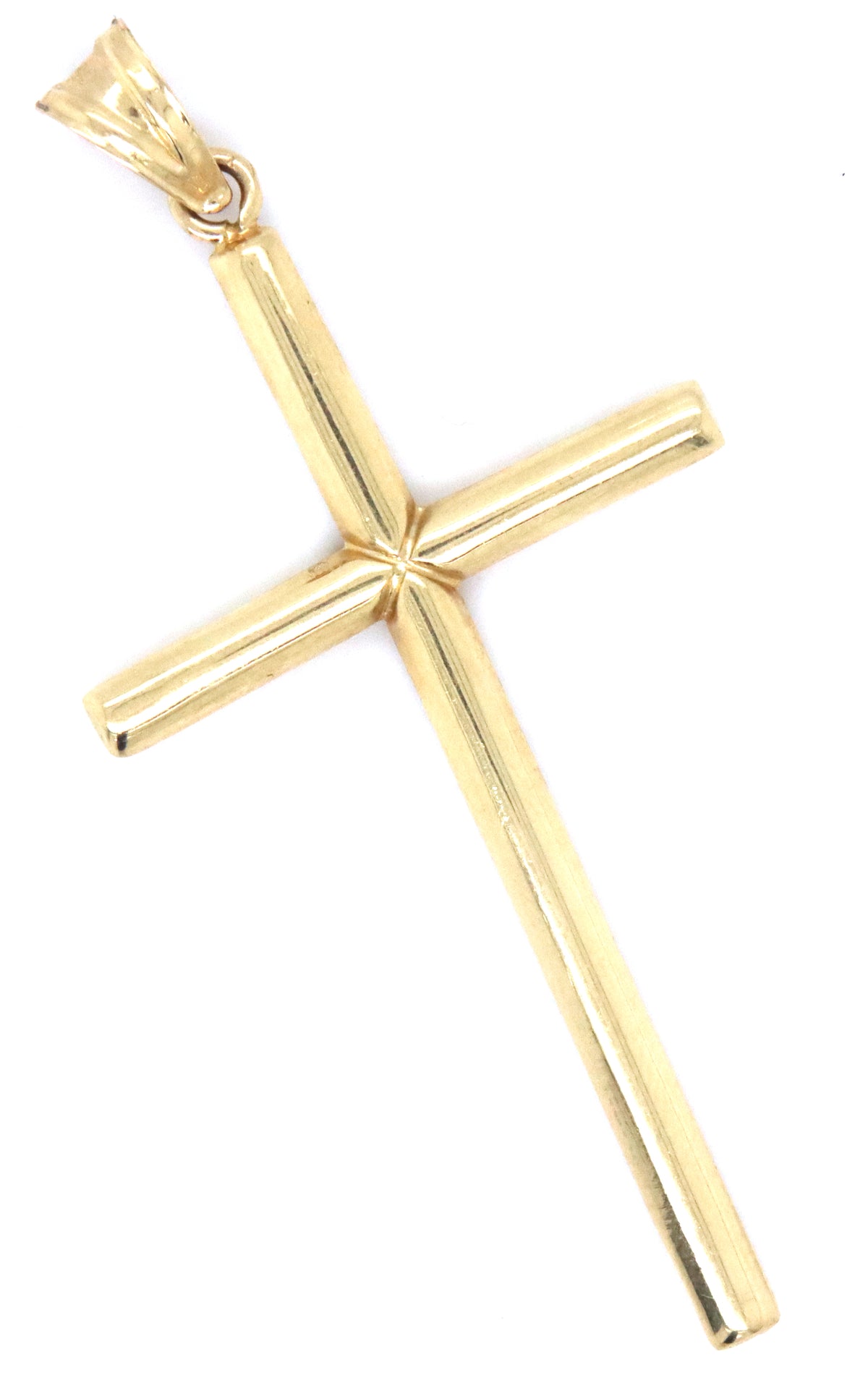 14kt Two tone gold diamond cut cross pendant