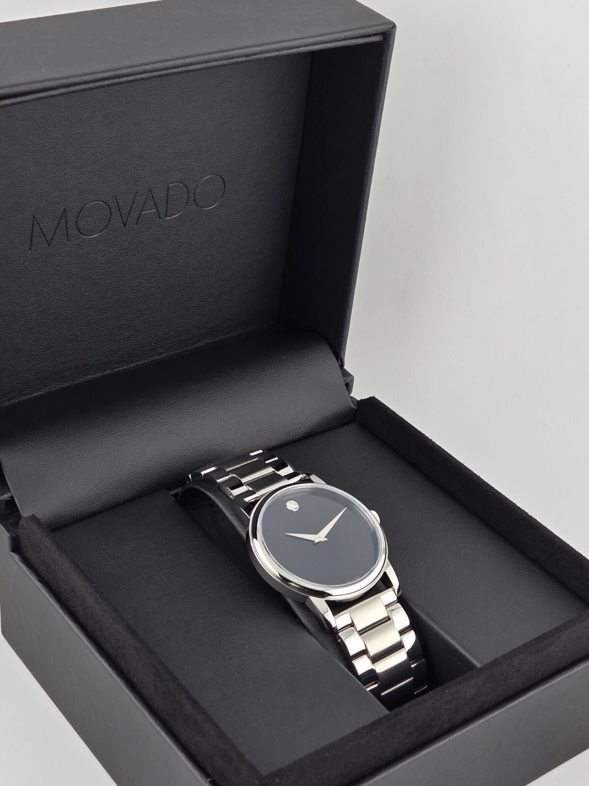 Movado Museum Men’s 38mm Black Dial Swiss Quartz Watch Stainless Steel
