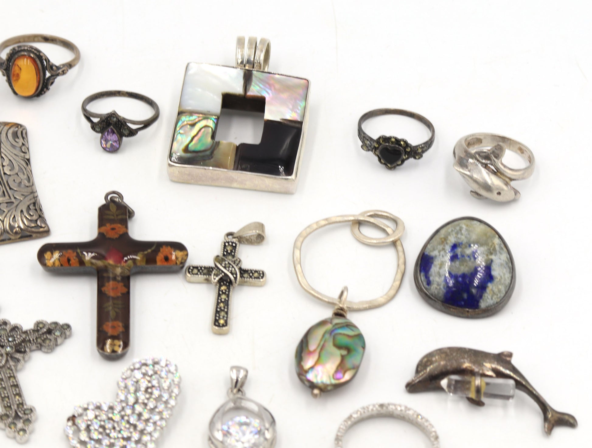 Group lot of Vintage 925 sterling silver misc jewelry