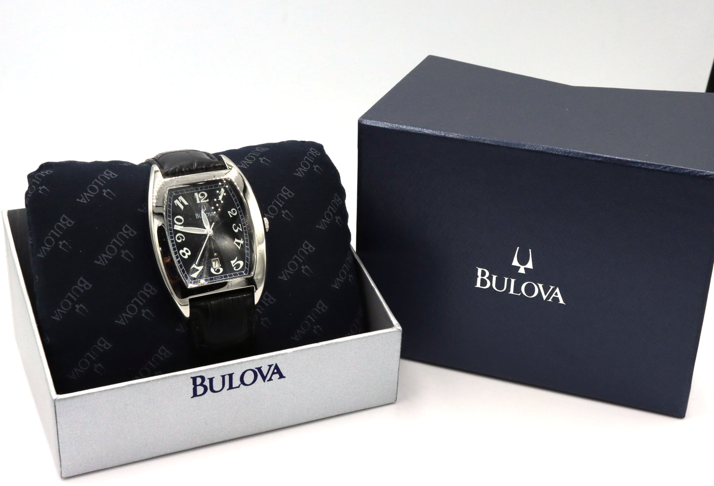 Bulova watch with black leather strap
