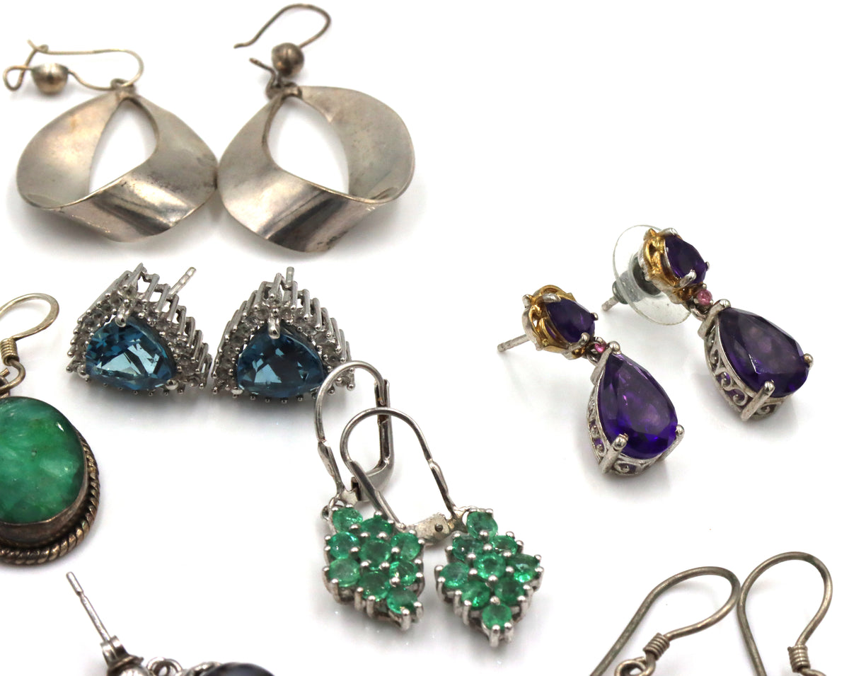 10 Pair of 925 sterling silver earrings