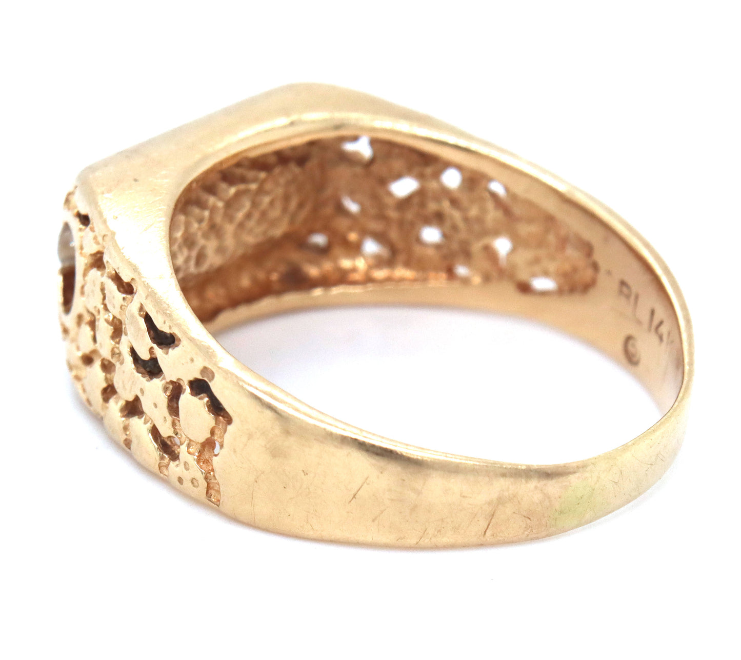 Interesting Man's 14K YG 4 Diamond Ring