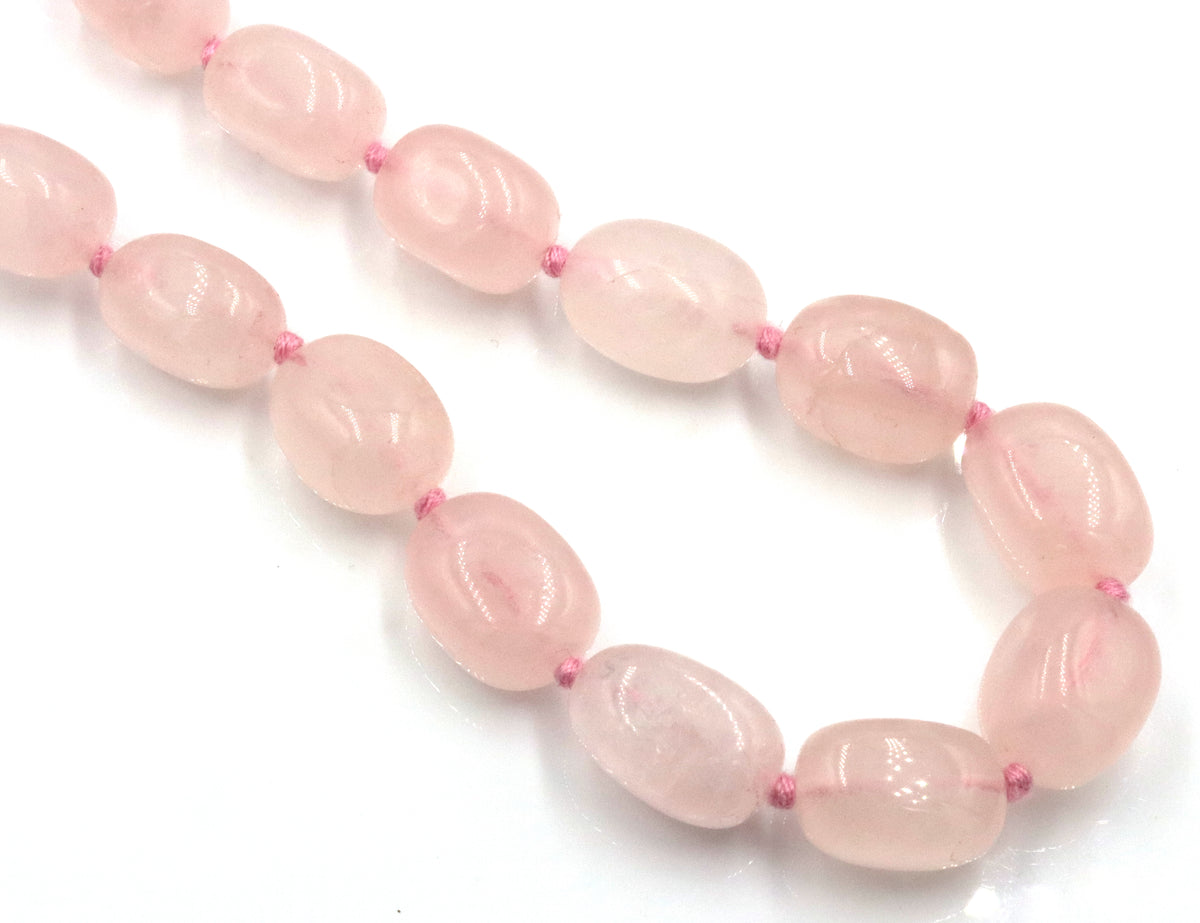925 GSJ Sterling Silver Natural Rose Quartz Nugget Necklace