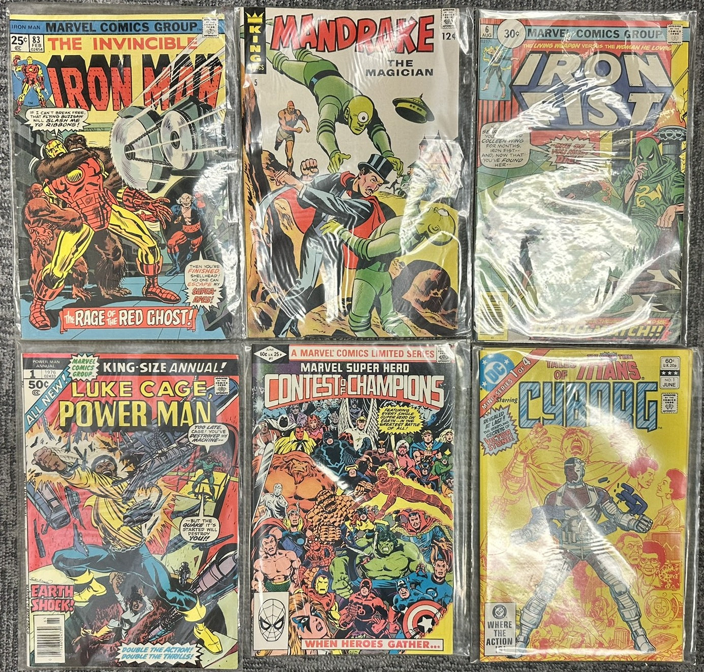 Vintage Comic Book & Advertising Insert Lot Featuring Iron Man, Luke Cage, Cyborg, Mandrake & More –