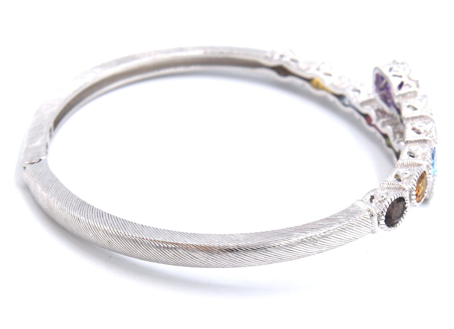 Judith Ripka multi color stone bypass bangle