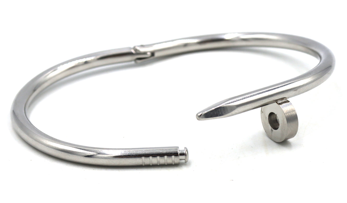 Stainless steel nail cuff bangle
