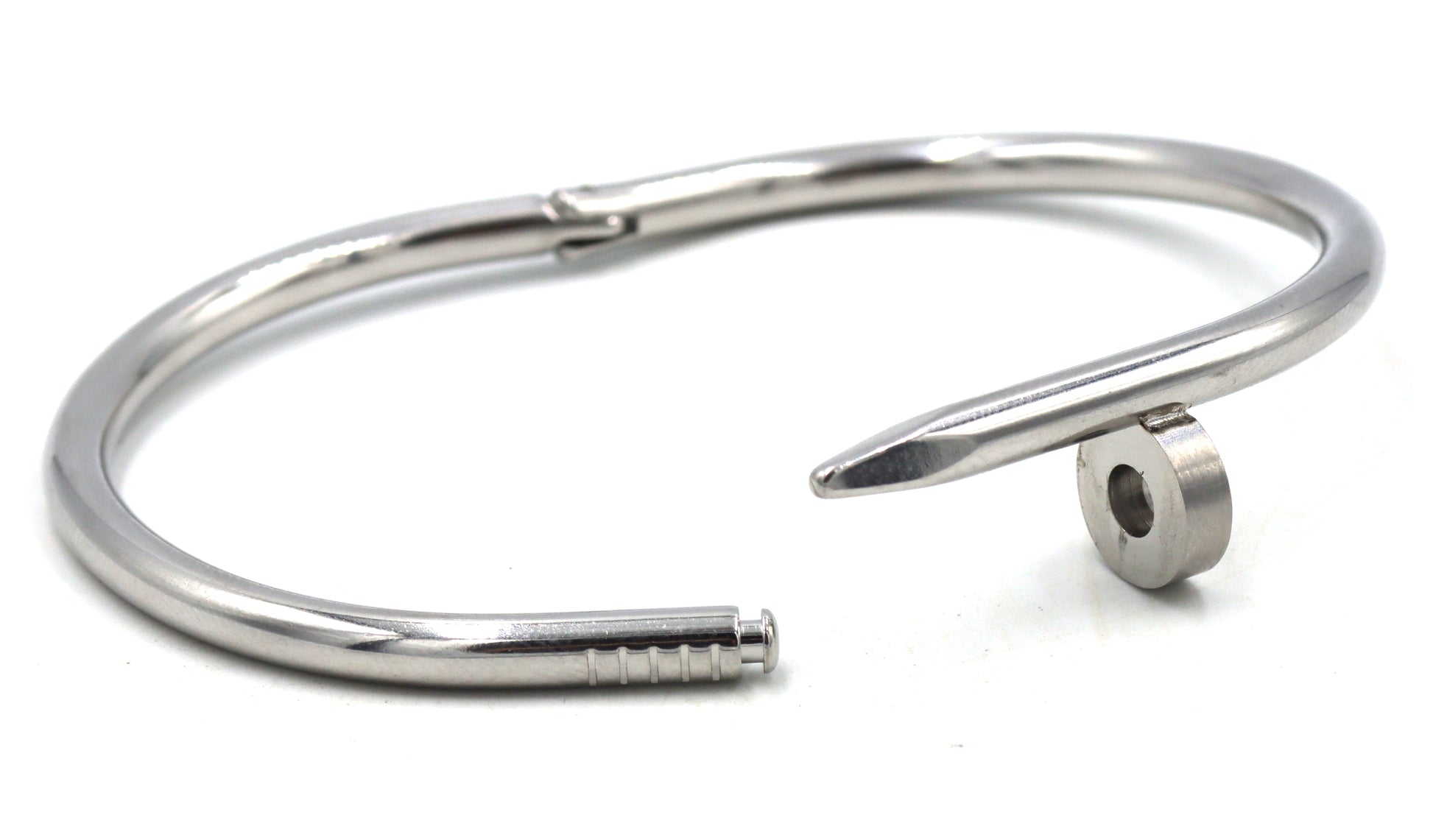 Stainless steel nail cuff bangle