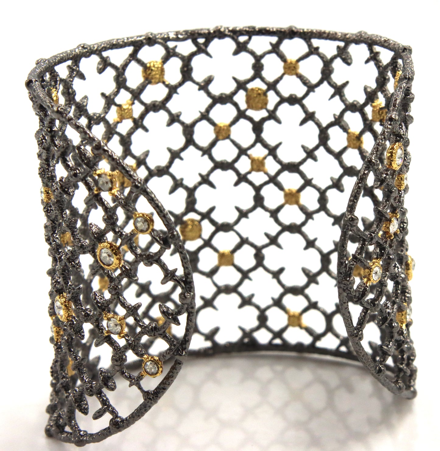 Alexis Bittar plated crystal wide cuff bangle