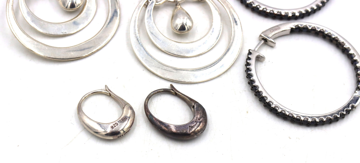 3 Pairs of 925 sterling silver earrings