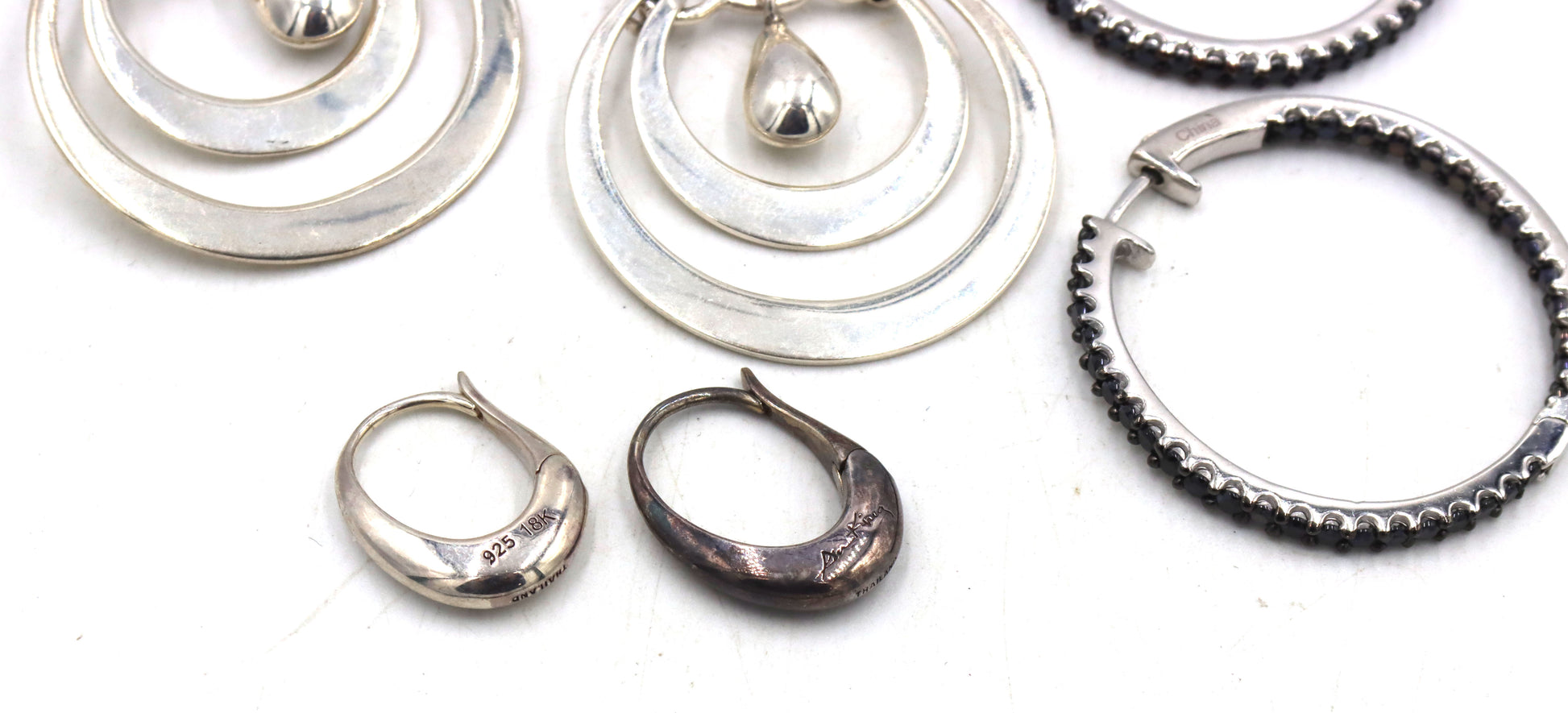 3 Pairs of 925 sterling silver earrings