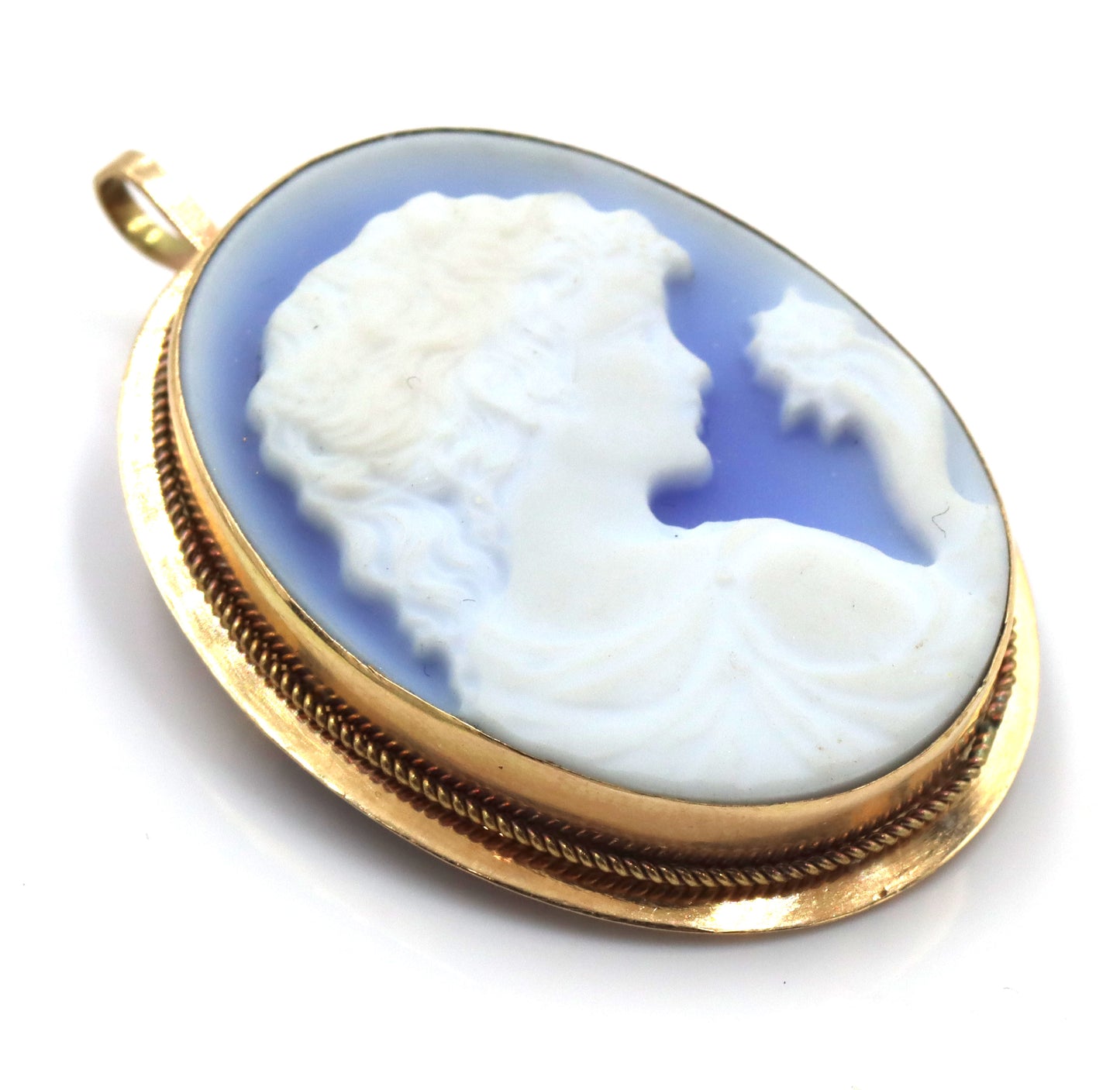 14kt Yellow gold laser cut Cameo pendant brooch