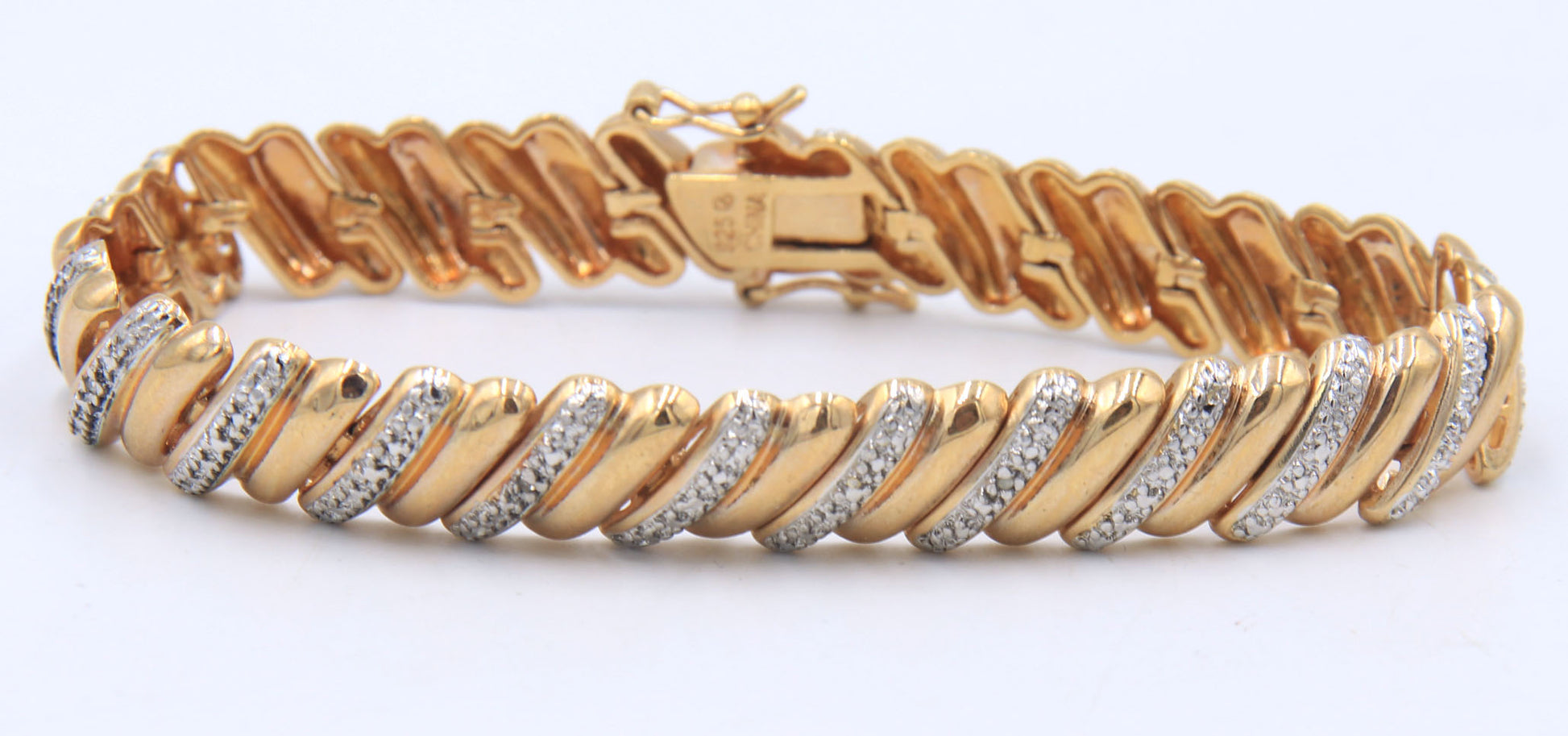 Group lot of 2 cubic zirconia bracelets in 925 sterling silver