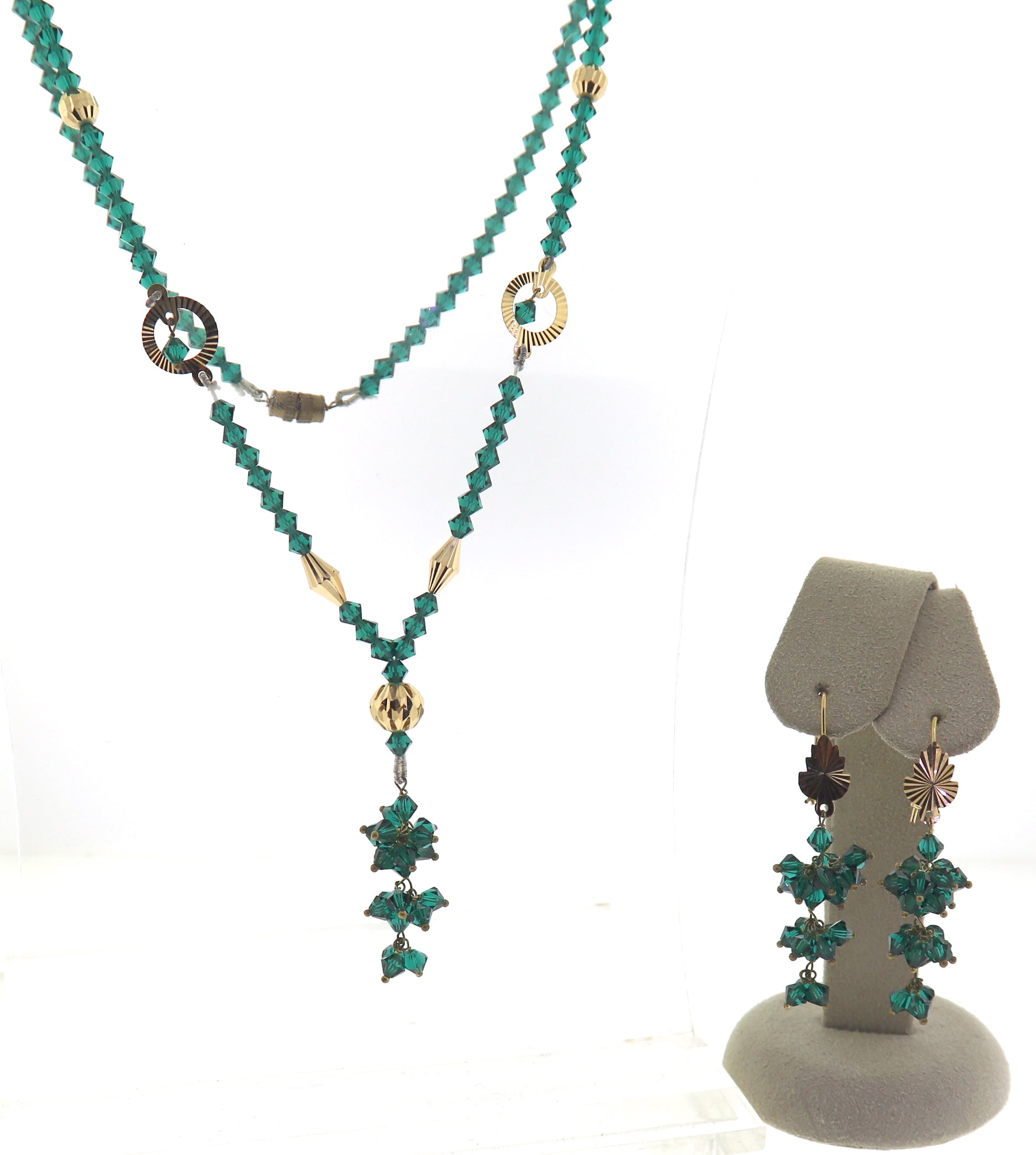 Fancy 18kt Gemstone Necklace and Earrings Set