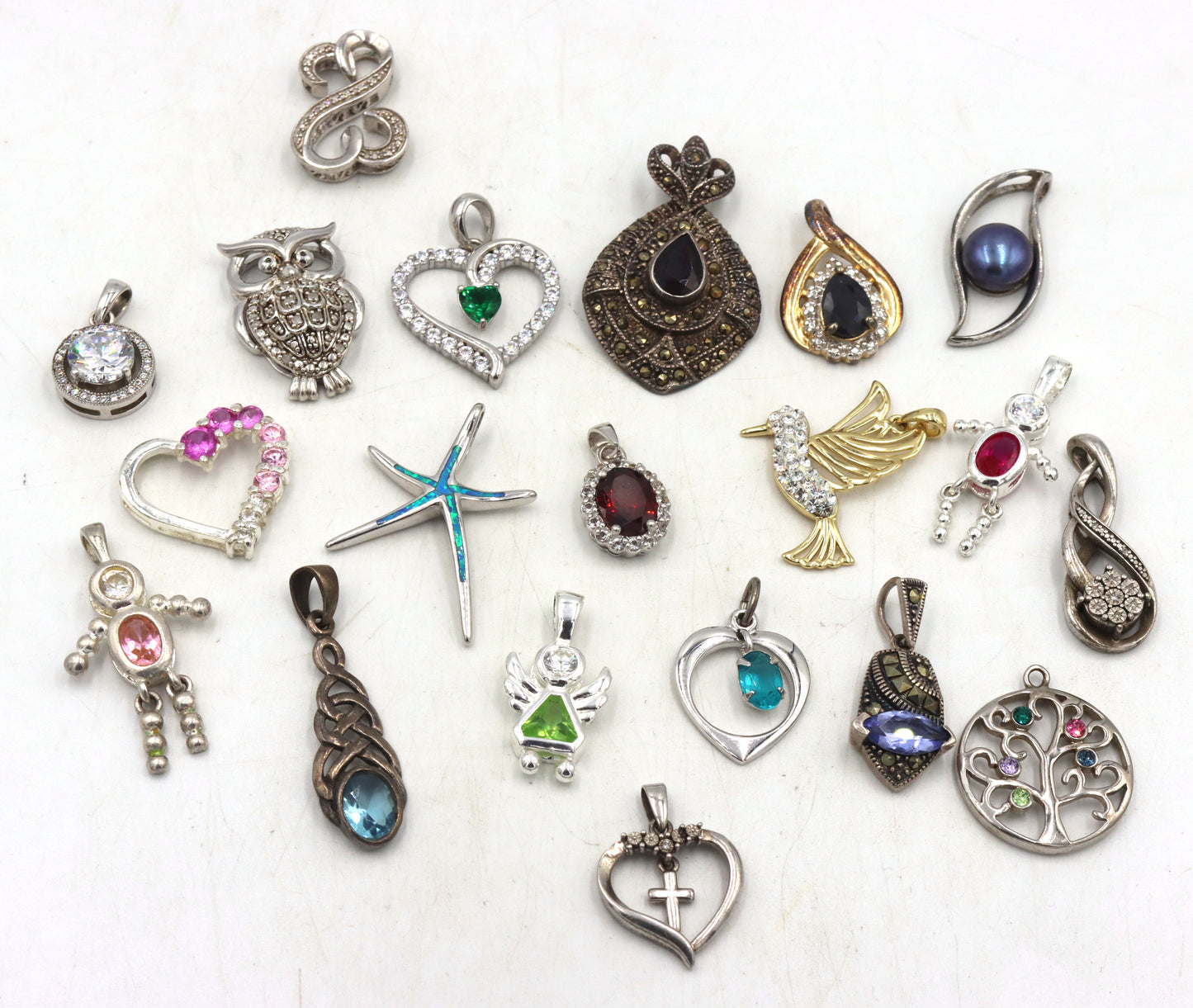Group lot of vintage 925 sterling silver pendants