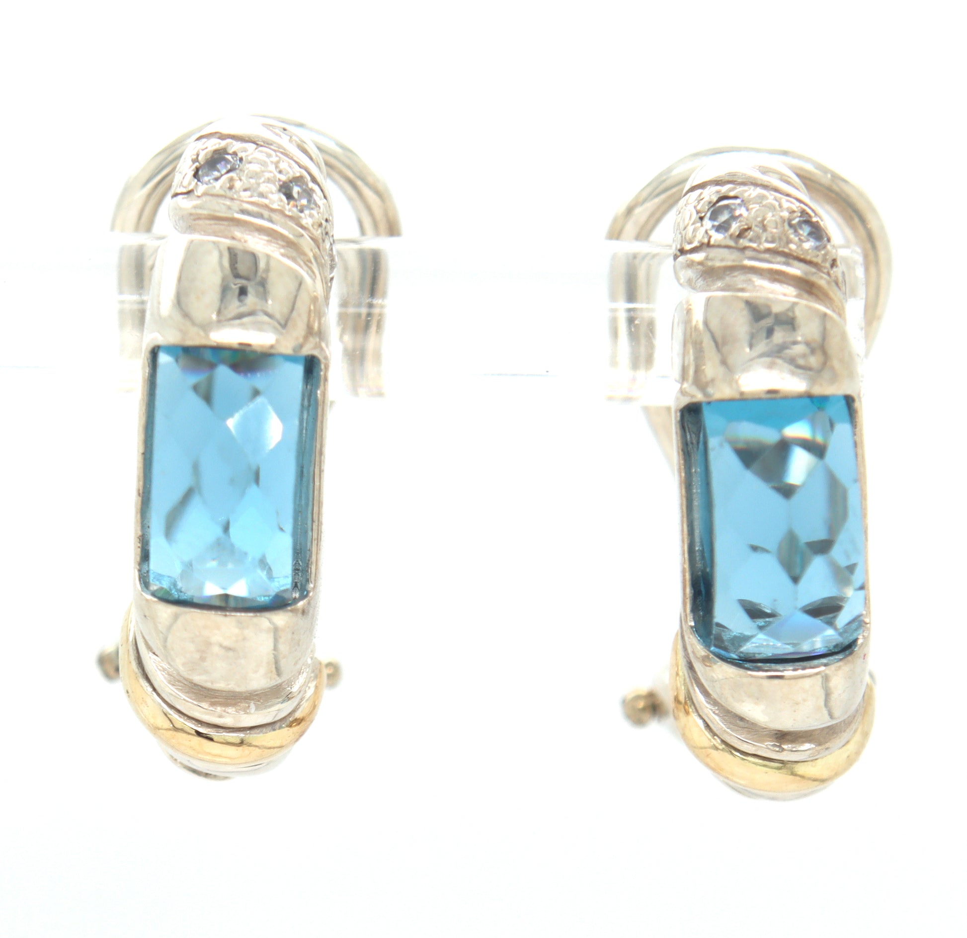 925 Sterling silver blue topaz earrings