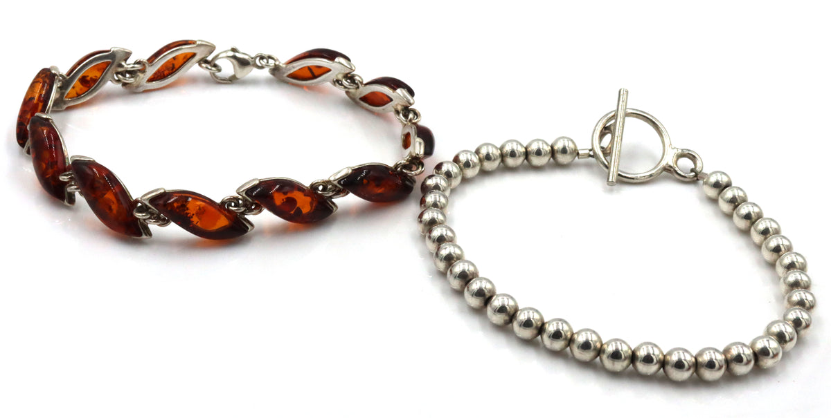 Lot of 2 Vintage 925 sterling silver bracelets