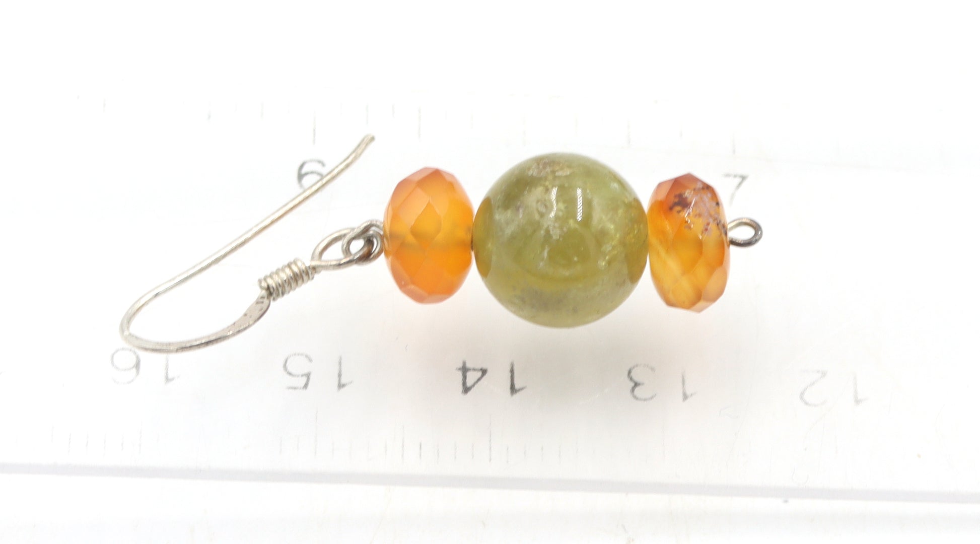 Set of Amber and Jade necklace with dangle earrings