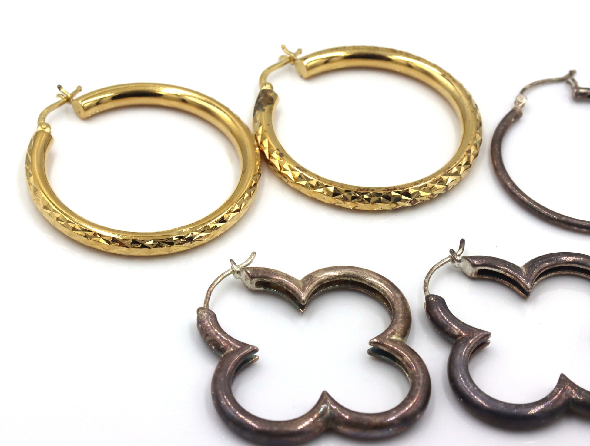 3 Pairs of 925 sterling silver hoop earrings