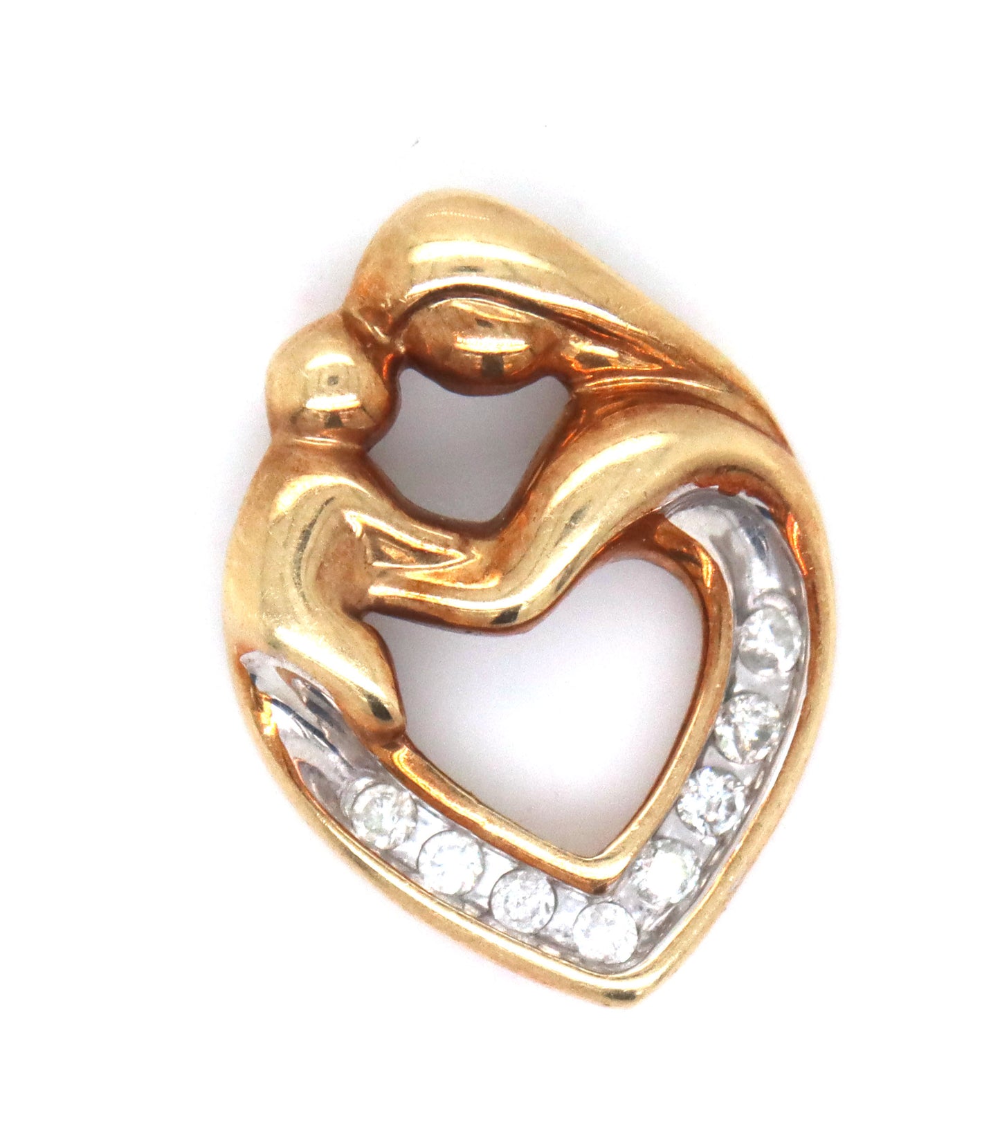 Set of 10kt Yellow gold mother and child diamond ring and pendant