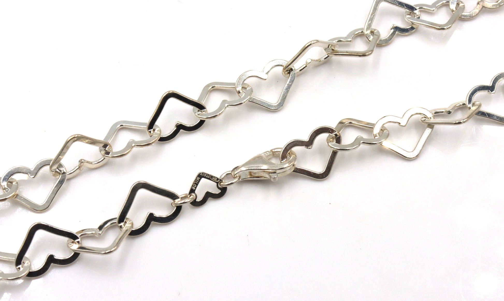 925 Sterling silver heart shaped link chain necklace