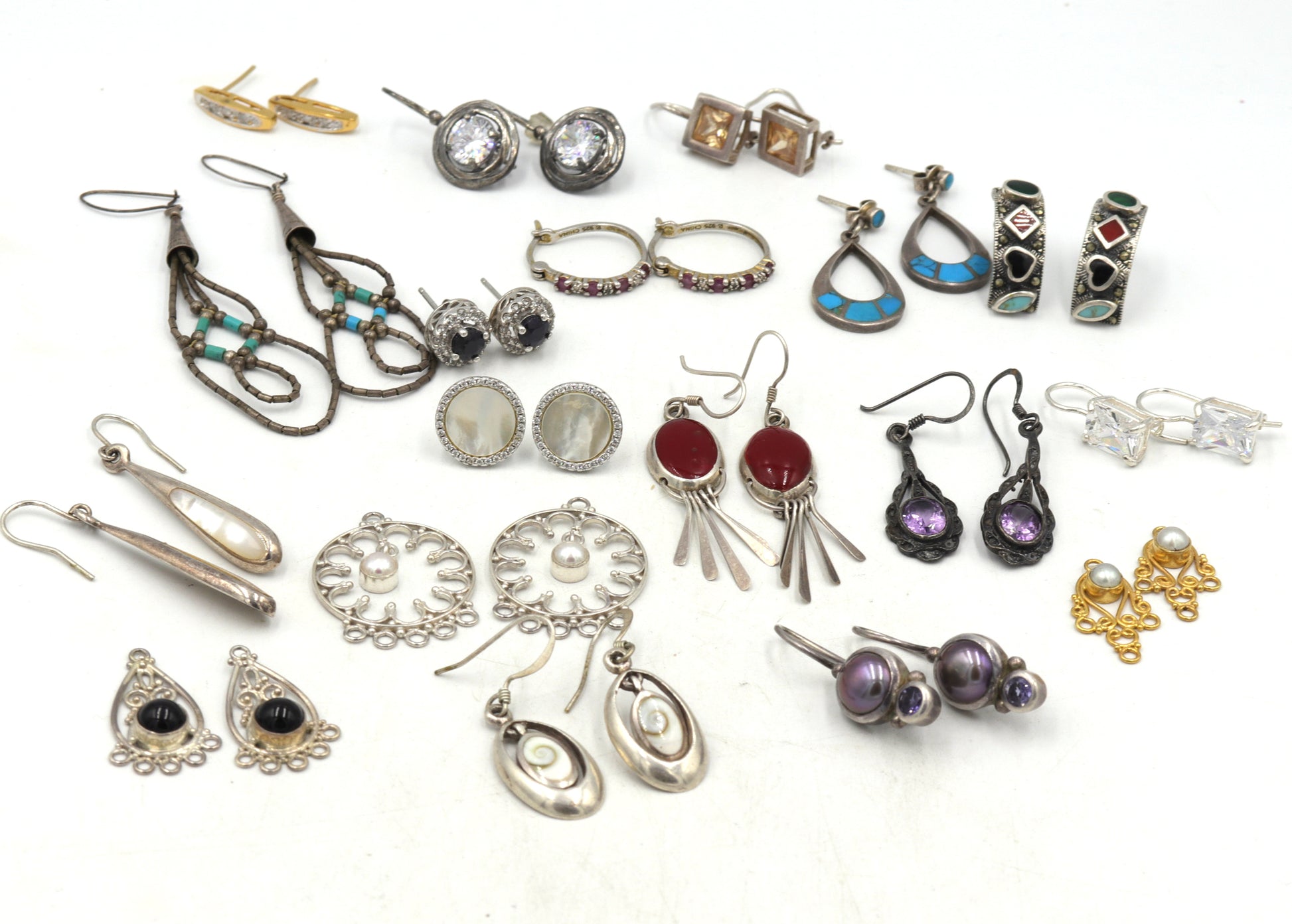 Group lot of Vintage 925 sterling silver earrings