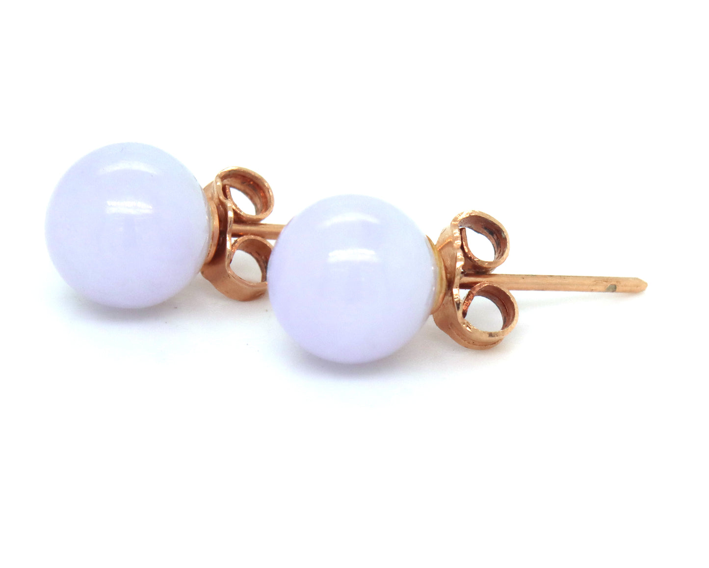 14kt Yellow gold Lavender Jade stud earrings