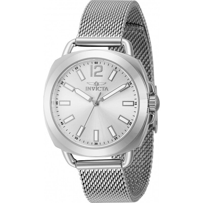 Invicta Wildflower Womens Quartz Silver Dial Stainless Steel Mesh Watch