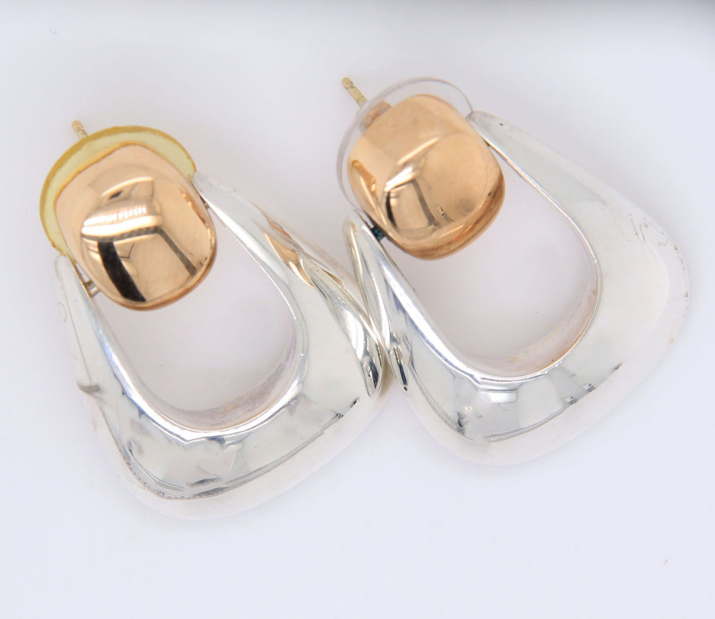 14kt White gold Bayanihan modernist post earrings