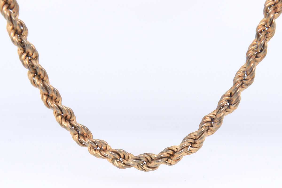 Italian vintage 925 sterling silver rope chain necklace
