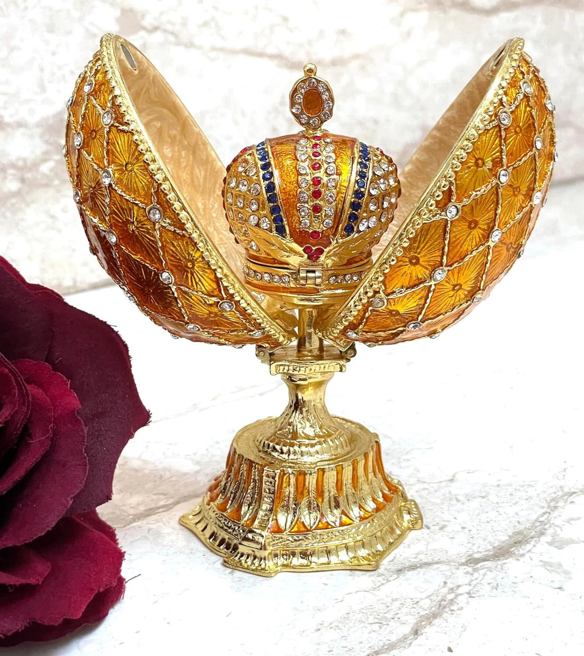 Fabergé-Style Imperial Crowned Egg Trinket