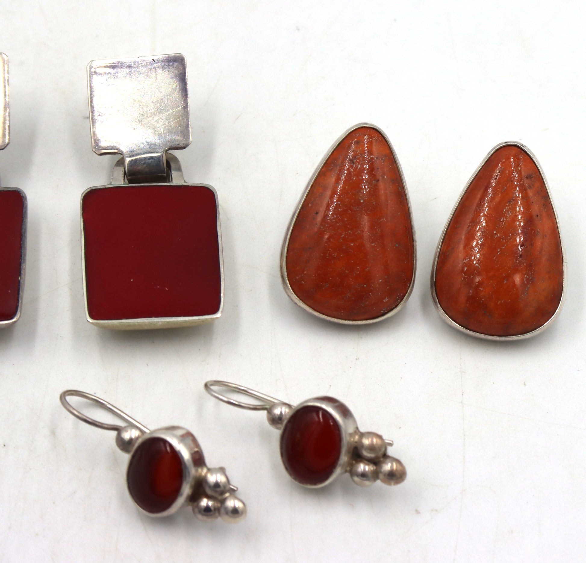 4 Pairs of 925 sterling silver gemstone earrings