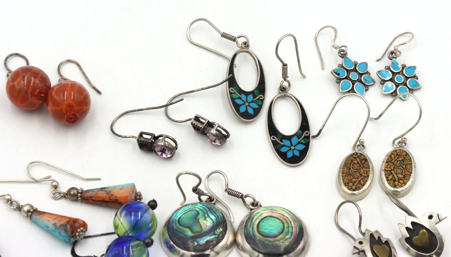 Vintage 925 sterling silver group lot of earrings