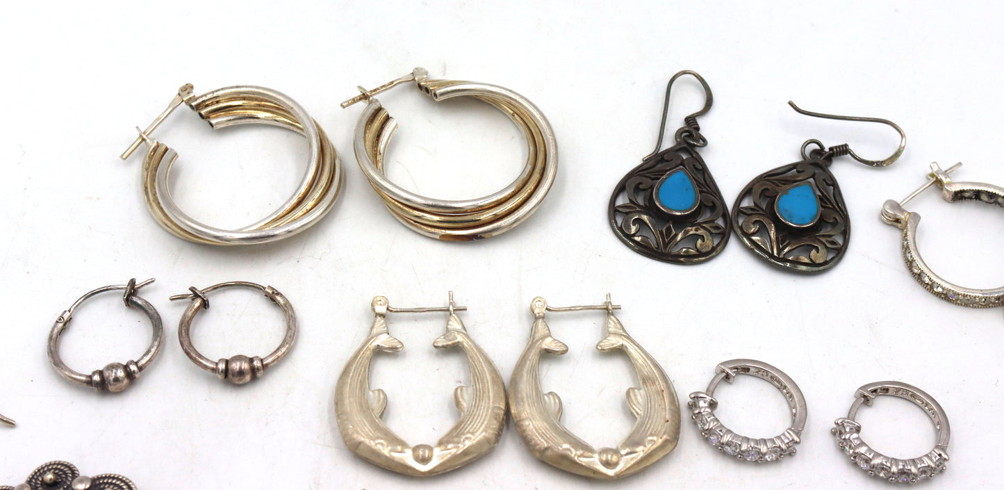 Group lot of Vintage 925 sterling silver earrings