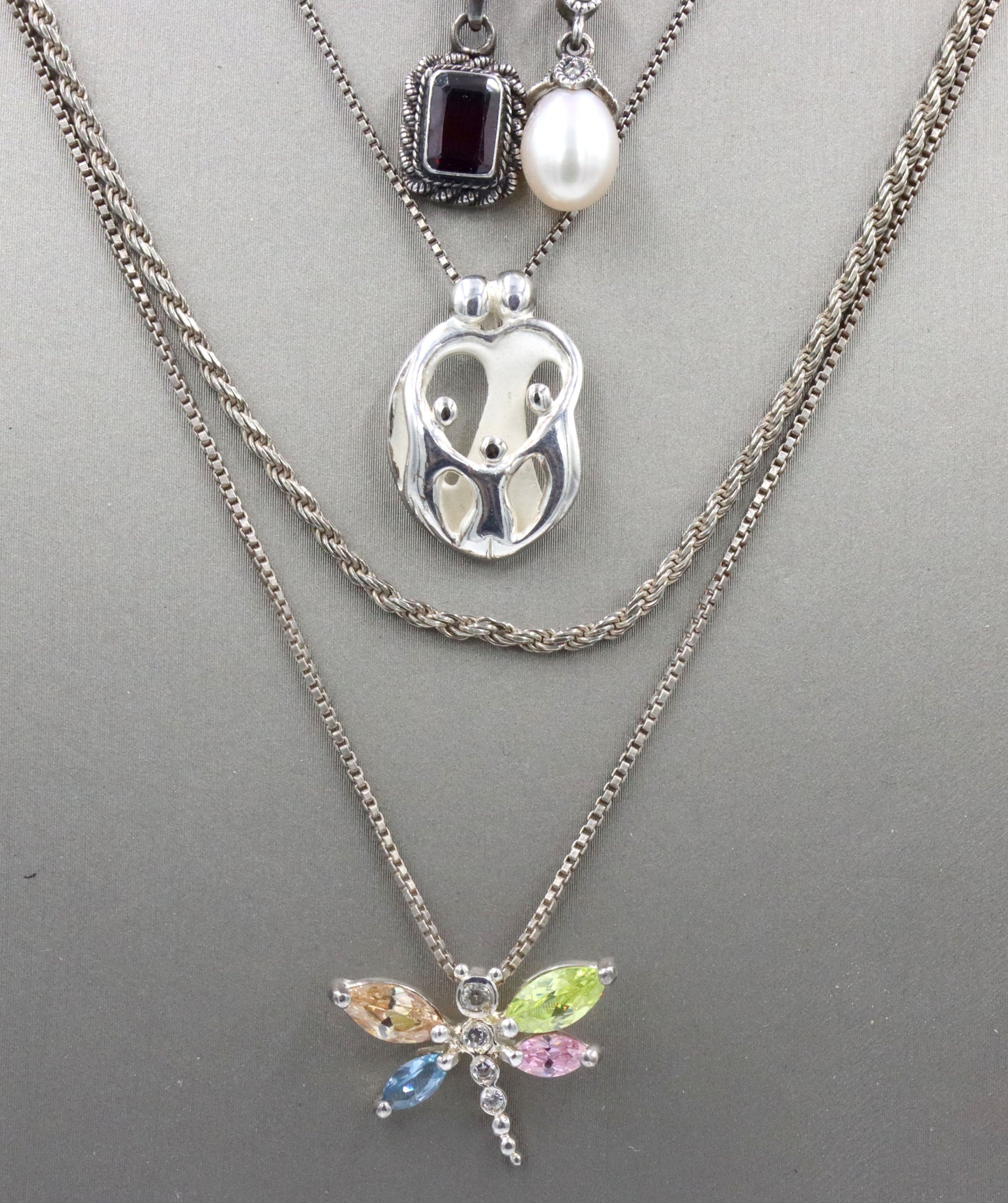 Group lot of Vintage 925 sterling silver necklaces