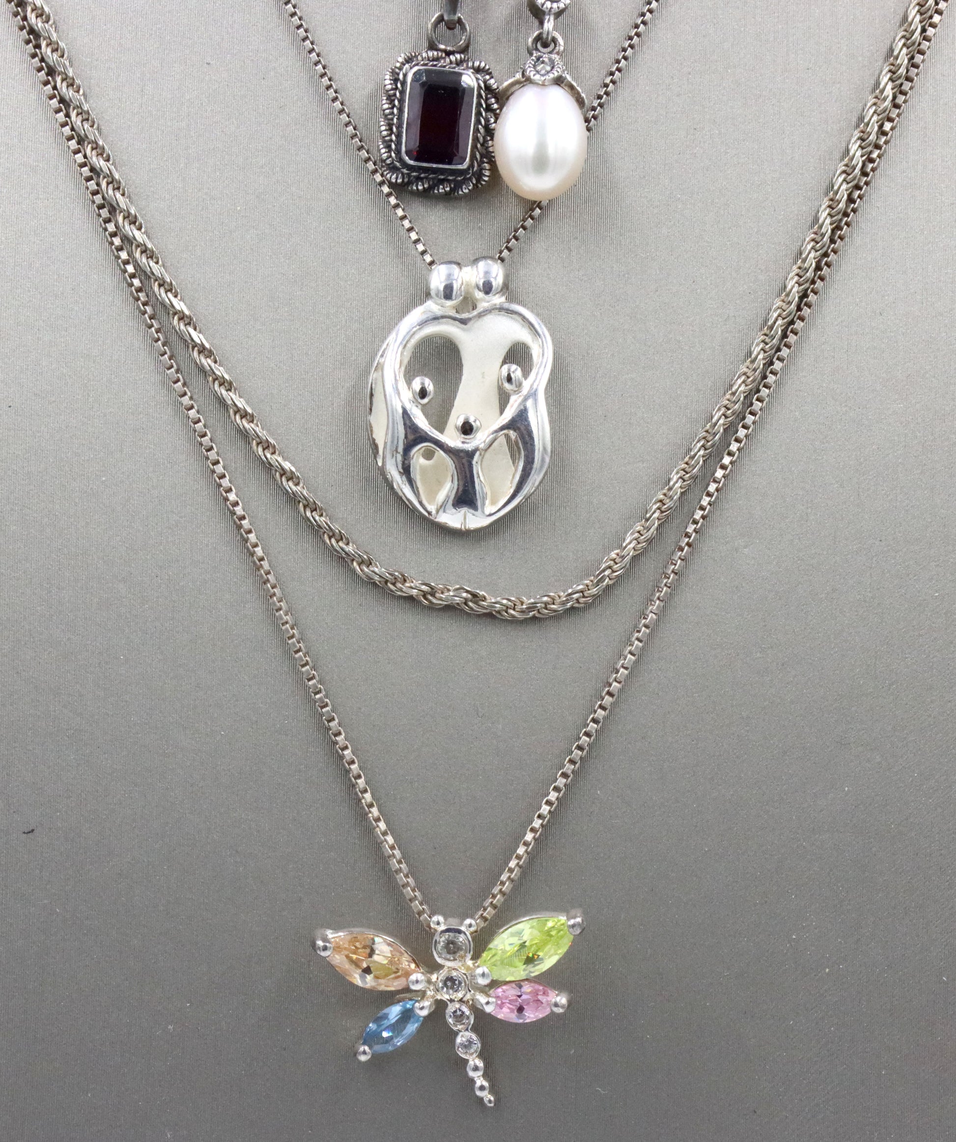 Group lot of Vintage 925 sterling silver necklaces