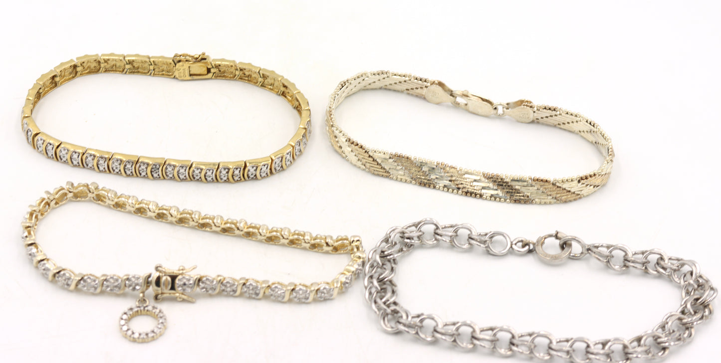 Group lot of 4 Vintage 925 sterling silver bracelets