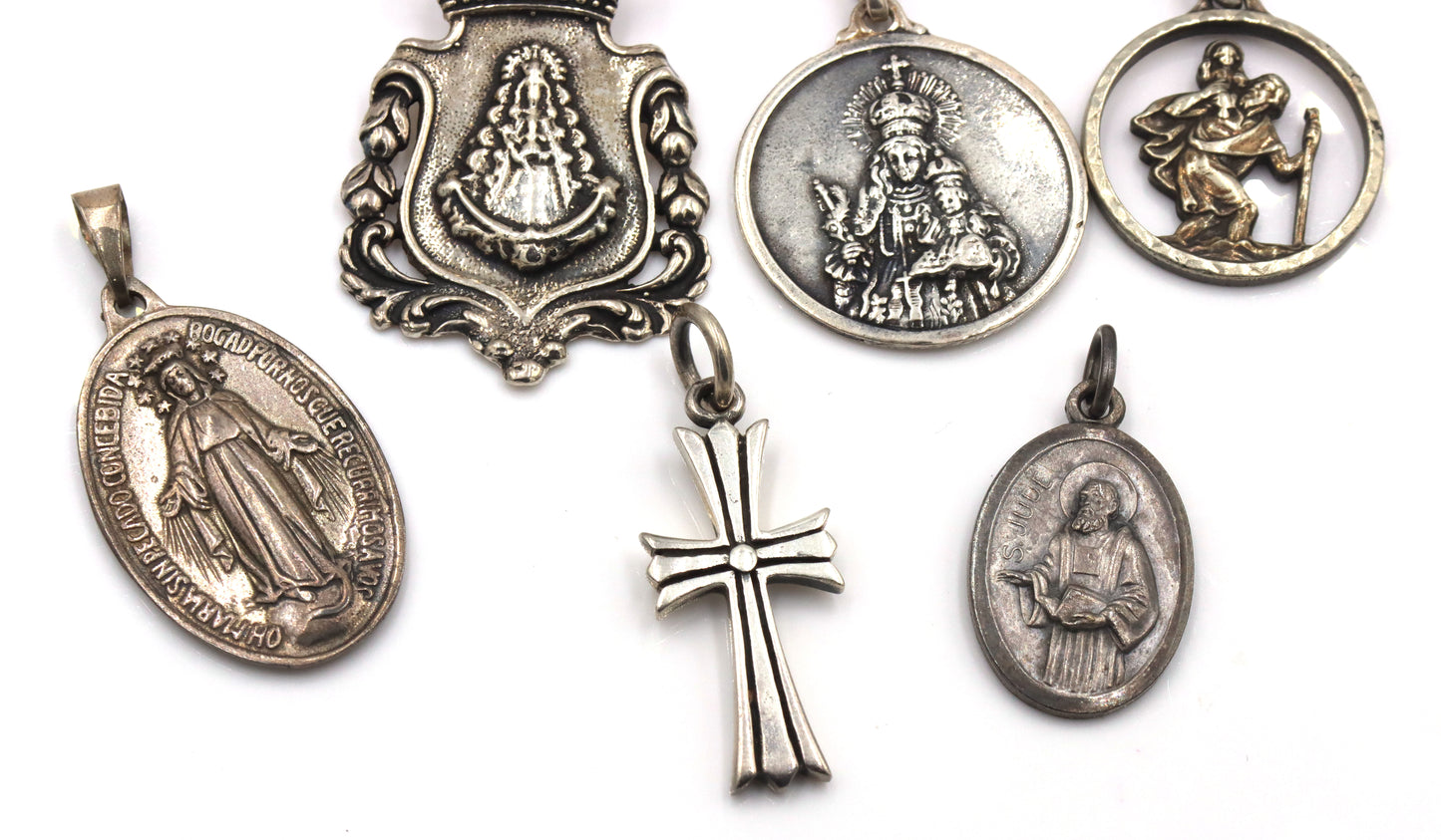 Group lot of Vintage 925 sterling silver Religion pendants