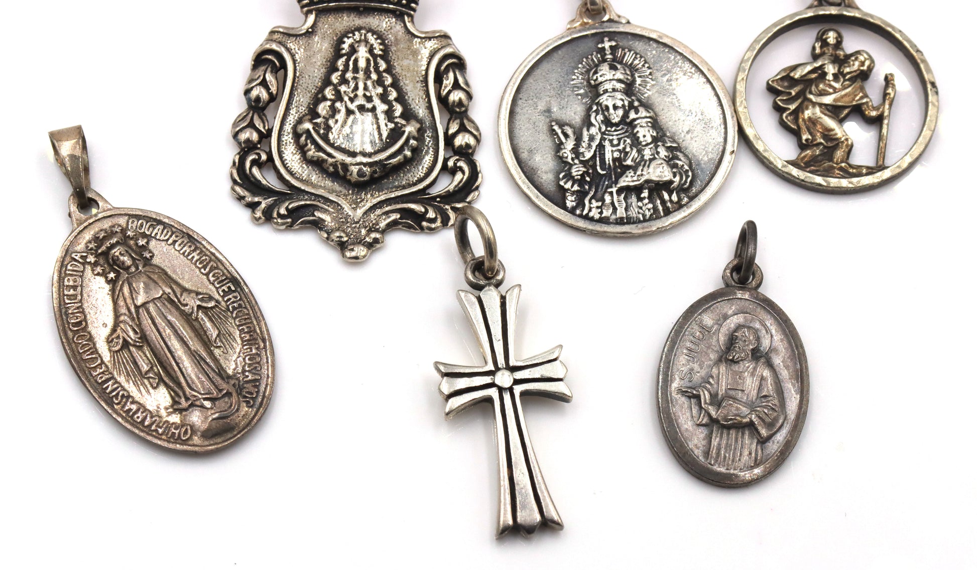 Group lot of Vintage 925 sterling silver Religion pendants