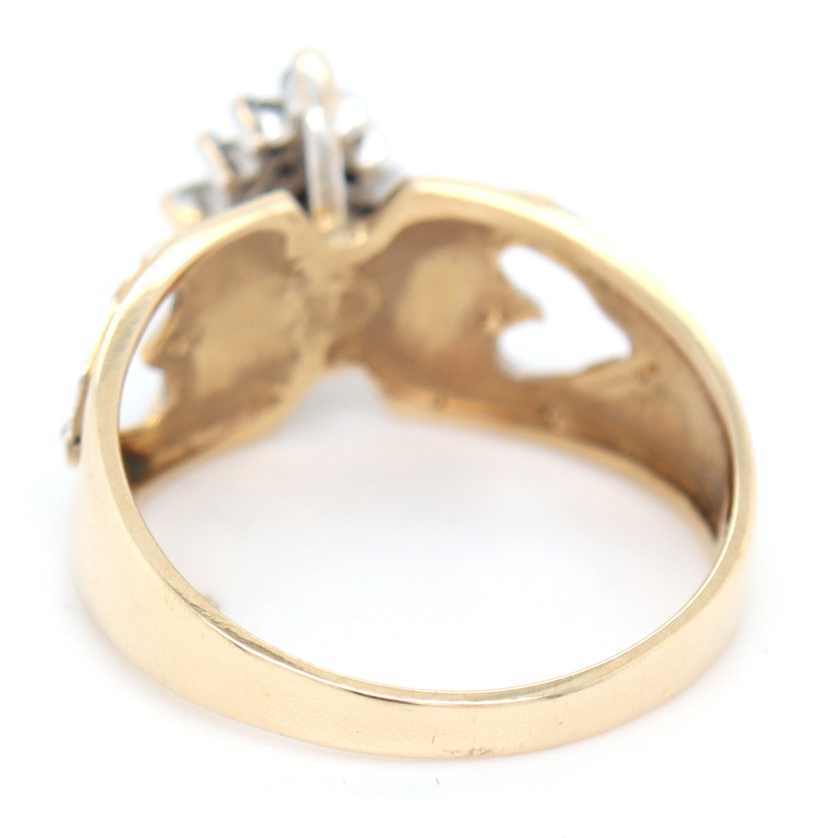 10K Yellow Gold Diamond Cluster Ring 16-Diamond Floral Design Size 7