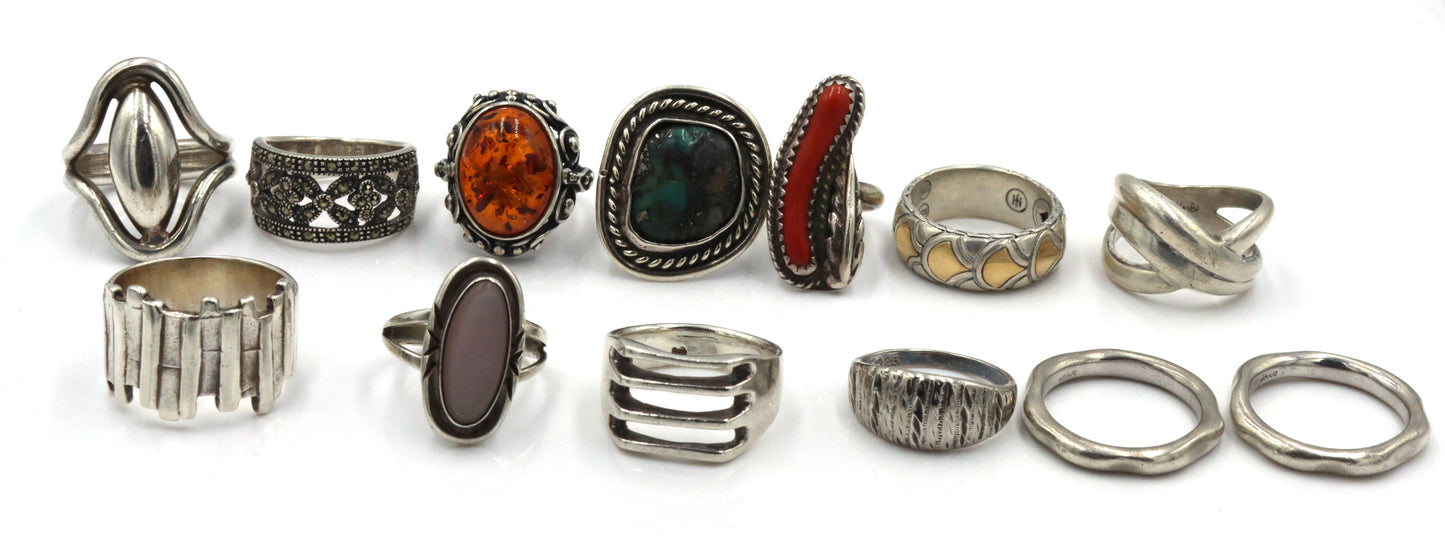 Big group lot of Vintage 925 sterling silver rings