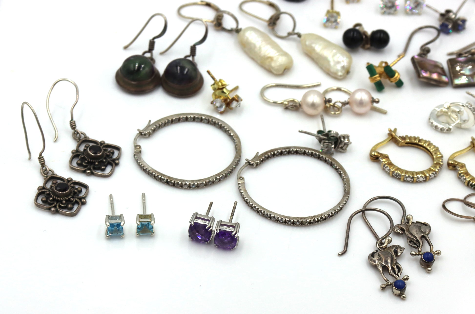 Group lot of vintage 925 sterling silver earrings